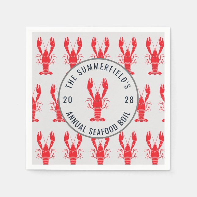 Crawfish Seafood Boil Summer Lobster Party Paper Napkins (Front)
