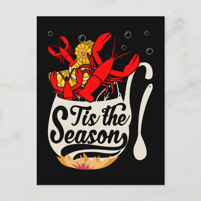 Crawfish Season Boil Funny Crayfish Eating Lobster Postcard (Front)