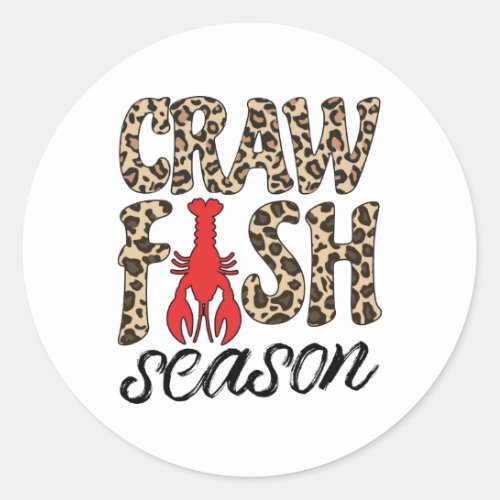 Crawfish Season Leopard Mardi Gras Classic Round Sticker