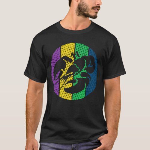 Crawfish Silhouette Mardi Gras Celebration  T_Shirt