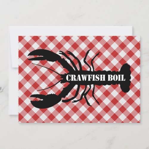 Crawfish Silo on Red  White Checked Cloth Boil Invitation