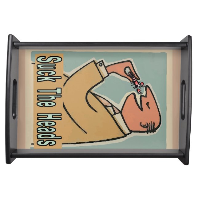 Crawfish, Suck Heads Cartoon Serving Tray (Front)