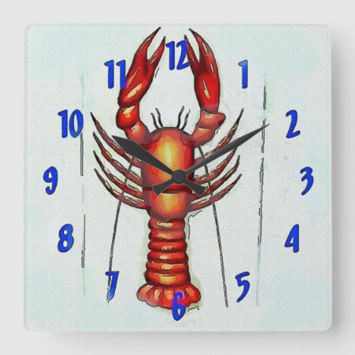 Crawfish Time CrayfishLobster Square Wall Clock