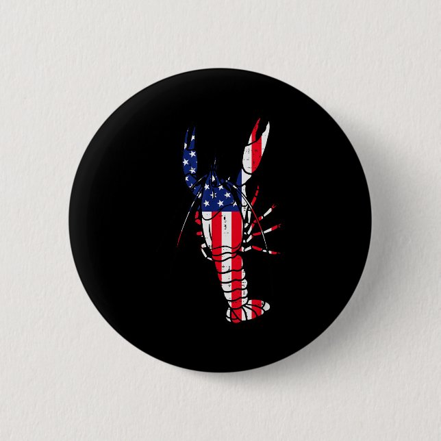 Crawfish Us Flag Crayfish Lobster Patriotic Men Wo Button (Front)