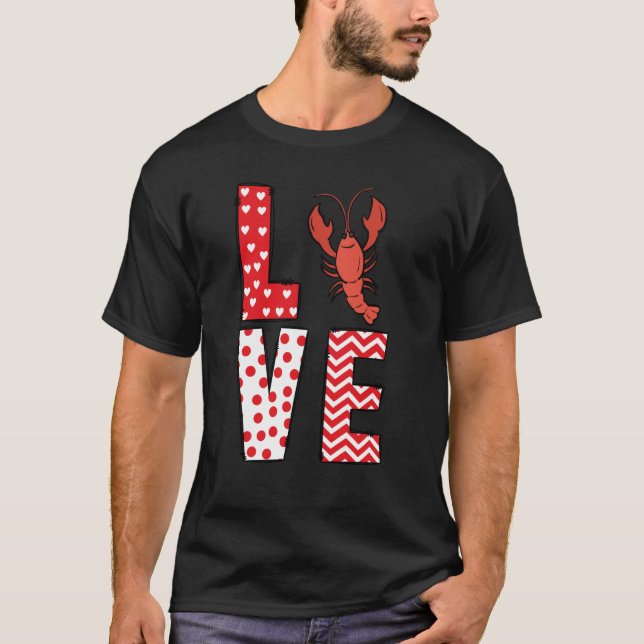 Crawfish Valentines Day Love Valentine Cute Hearts T-Shirt (Front)