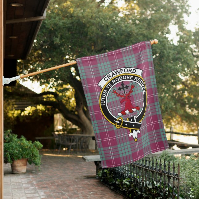 Crawford Ancient Tartan Flag Clan Badge  (In SItu)
