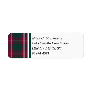 Crawford Clan Dark Red Scottish Tartan Label
