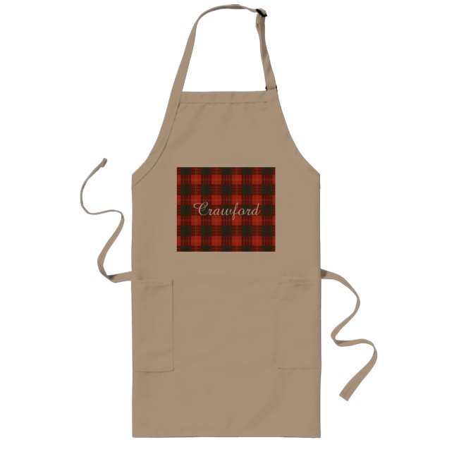 Crawford clan Plaid Scottish tartan Long Apron (Front)