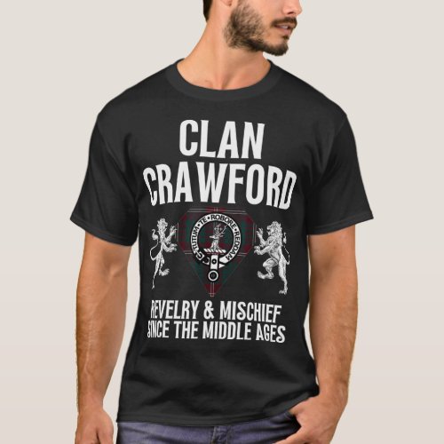 Crawford Clan Scottish Name Coat Of Arms Tartan Fa T_Shirt