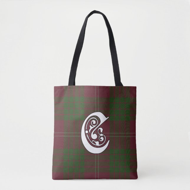 Crawford Clan Tartan Monogram Tote Bag (Front)