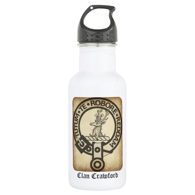 Crawford Crest Badge Antique Water Bottle (Front)