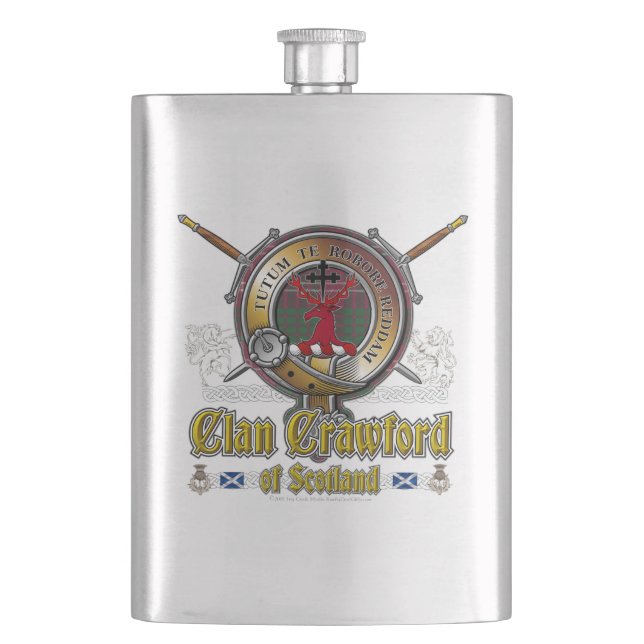 Crawford Crest Badge Flask (Front)