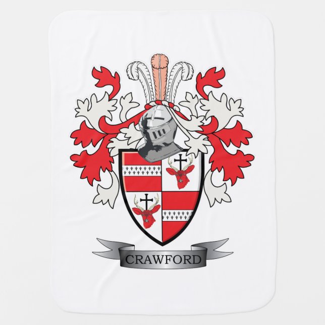 Crawford Family Crest Coat of Arms Swaddle Blanket (Front)