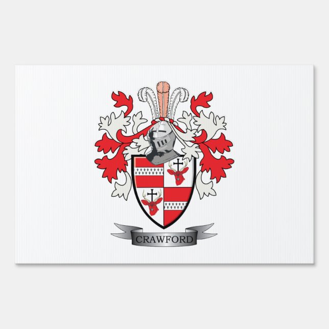 Crawford Family Crest Coat of Arms Yard Sign (Front)