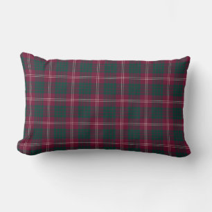 Crawford Family Maroon and Green Tartan Lumbar Pillow