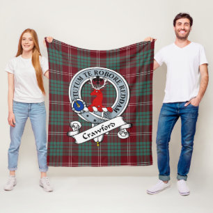 Crawford Modern Clan Badge Tartan Plaid Fleece Blanket