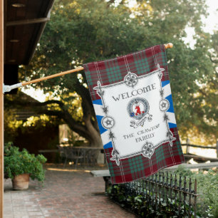 Crawford Modern Tartan Garden Flag - Clan Badge Ta