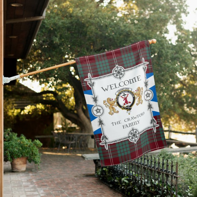 Crawford Modern Tartan Garden Flag - Tartan Flag C (In SItu)