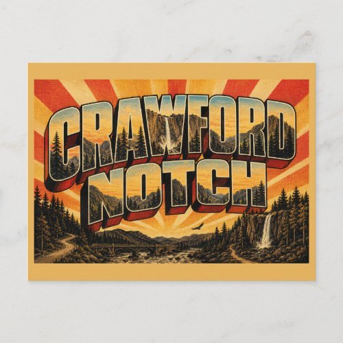 Crawford Notch New Hampshire Waterfall Forest Art Postcard