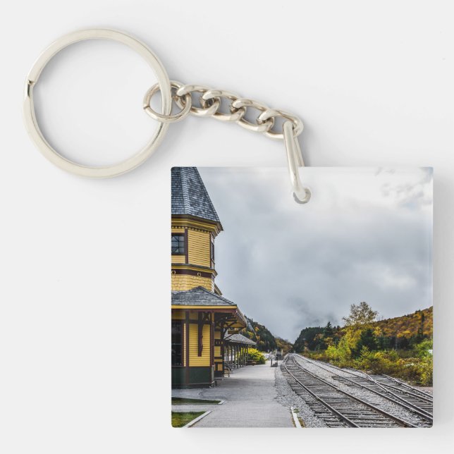 Crawford Notch Train Station Acrylic Keychain (Front)