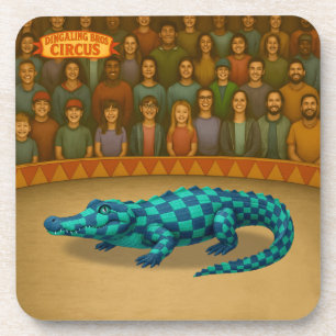 Crawford, painted circus crocodile beverage coaster