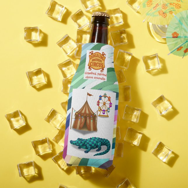 Crawford, painted circus crocodile bottle cooler (In Situ Summer)