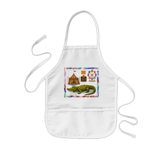 Crawford, painted circus crocodile kids' apron (Front)