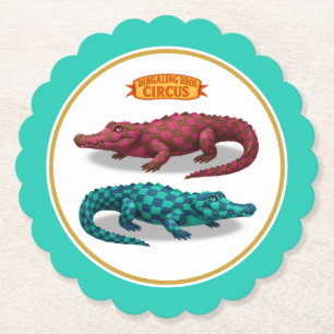 Crawford, painted circus crocodile paper coaster