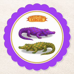 Crawford, painted circus crocodile paper coaster