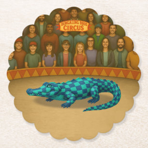 Crawford, painted circus crocodile paper coaster