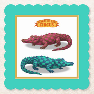 Crawford, painted circus crocodile paper coaster