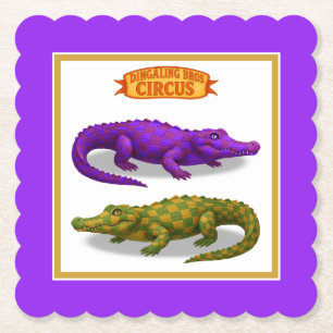 Crawford, painted circus crocodile paper coaster
