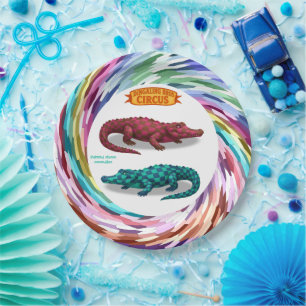 Crawford, painted circus crocodile paper plates