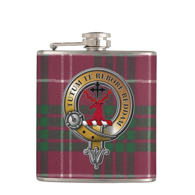 Crawford Tartan & Badge Flask (Front)