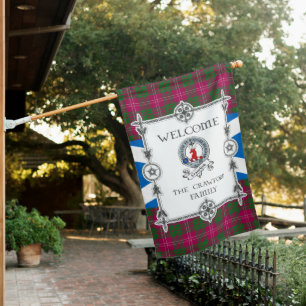Crawford Tartan Garden Flag - Clan Badge Tartan Fl