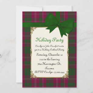 Crawford Tartan Plaid Custom Holiday Party Invitation