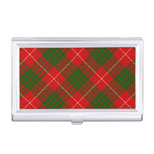 Crawford tartan red green plaid business card holder