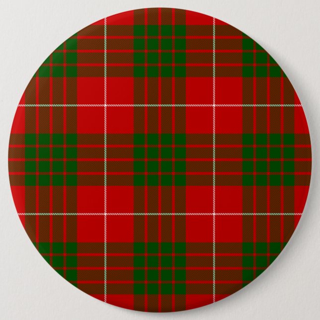 Crawford tartan red green plaid button (Front)