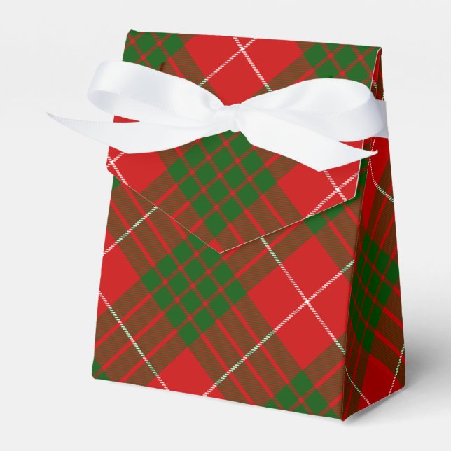 Crawford tartan red green plaid favor boxes (Front Side)