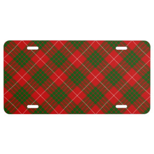 Crawford tartan red green plaid license plate