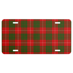 Crawford tartan red green plaid license plate