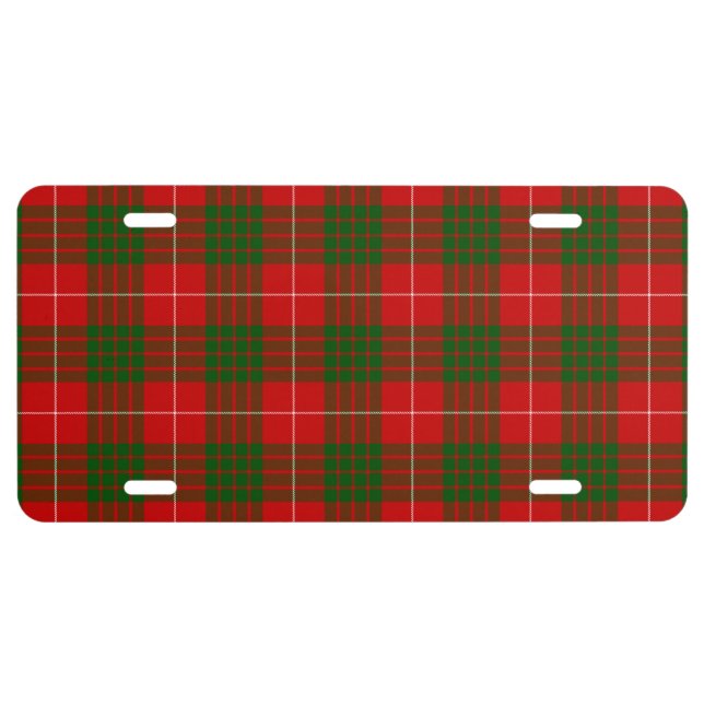 Crawford tartan red green plaid license plate (Front)