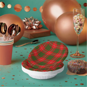 Crawford tartan red green plaid paper bowls