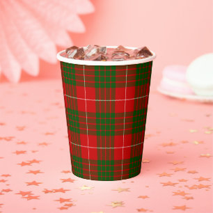 Crawford tartan red green plaid paper cups