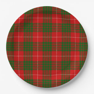 Crawford tartan red green plaid paper plates