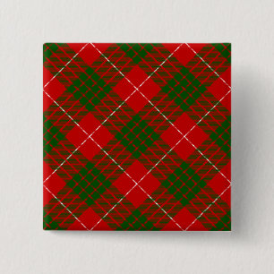 Crawford tartan red green plaid pinback button