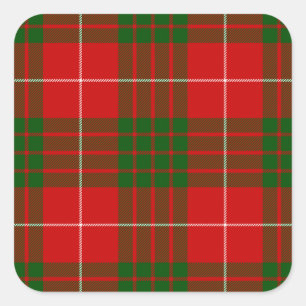 Crawford tartan red green plaid square sticker