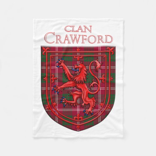 Crawford Tartan Scottish Plaid Lion Rampant Fleece Blanket