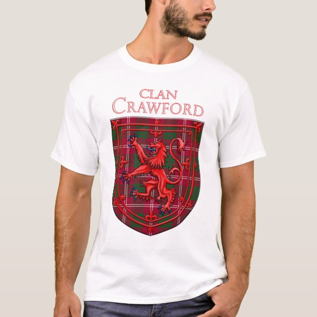 Crawford Tartan Scottish Plaid Lion Rampant T-Shirt (Front)