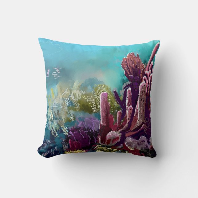 Crawl Cay Caribbean Coral  Reef Pillow (Front)